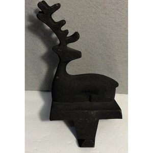 Crate & Barrel 3D Zinc Sitting Reindeer Matte Black Christmas Stocking Holder